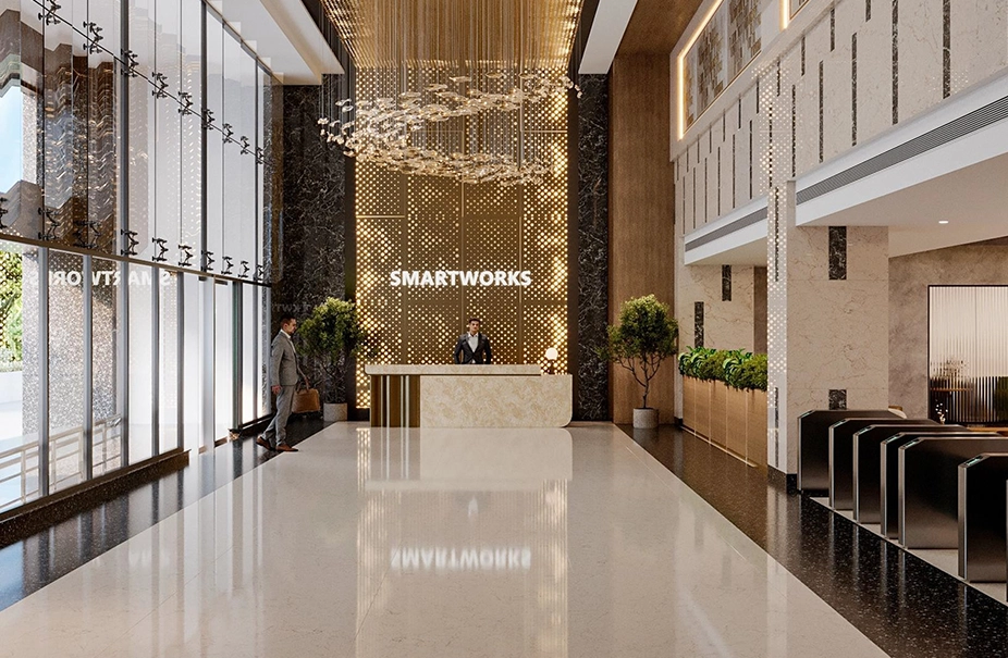 Reception area in Smartworks Sattva Aura.webp
