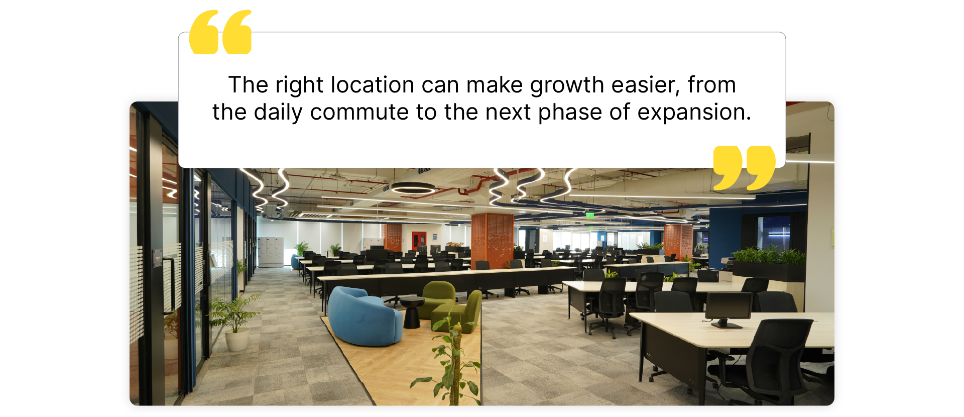 Open-plan workspace at a Smartworks office illustrating how the right location supports business growth